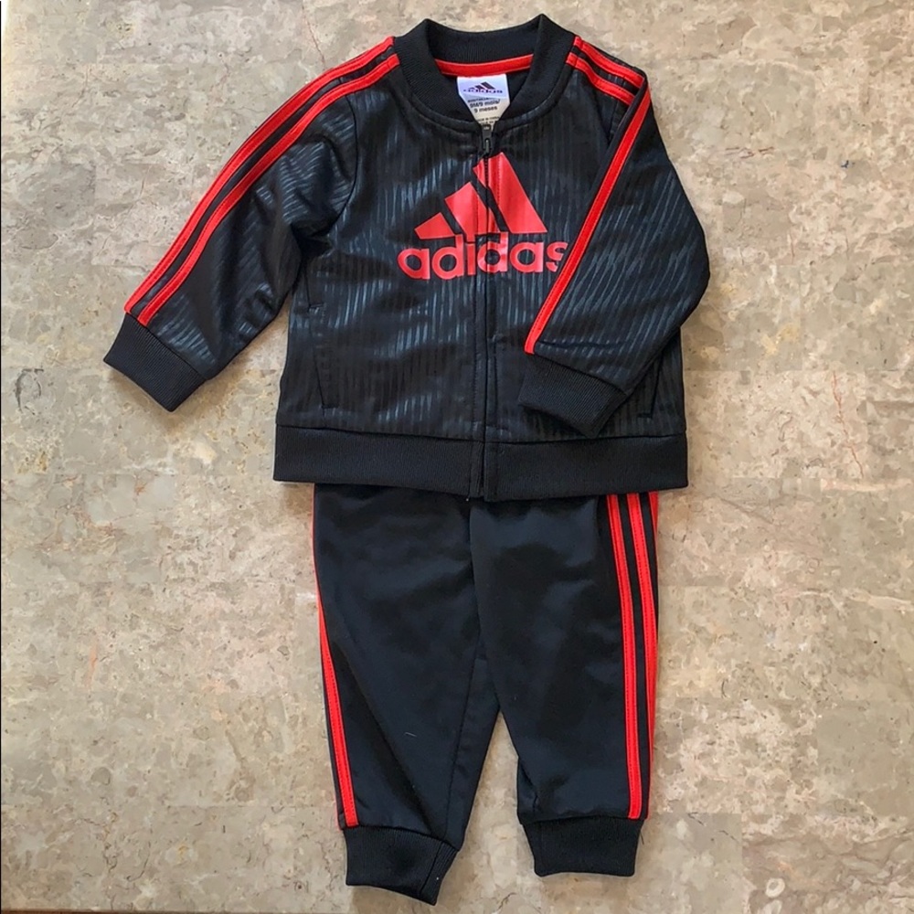 Black/Red adidas baby boy track suit.